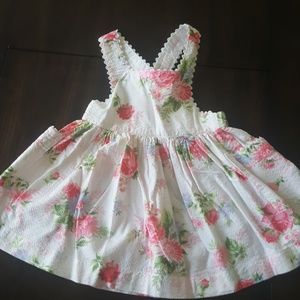 Gap 6 12 M apron dress romantic roses mint summer